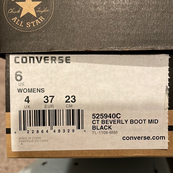 NIB Converse Chuck Taylor All Star Beverly Mid Boots Black Fur Classic Sneaker 6 - Picture 8 of 8